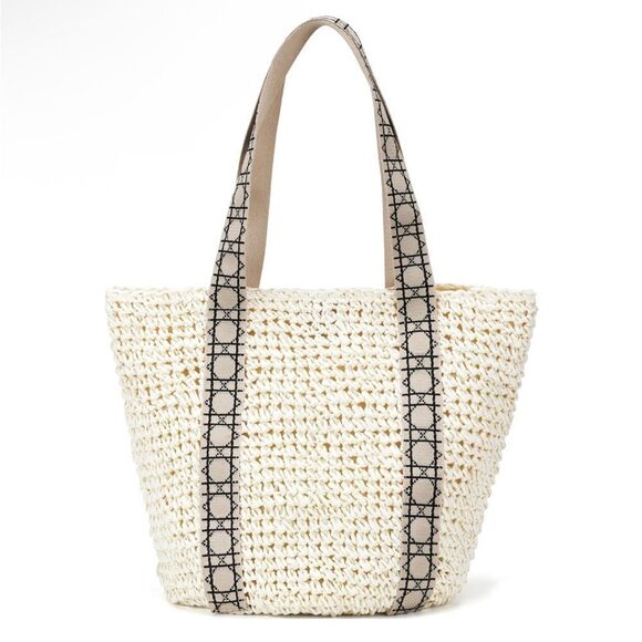 Kiss Sea Shoreline Creations Packable Woven Tote in Cream. New and sealed. - Picture 1 of 11